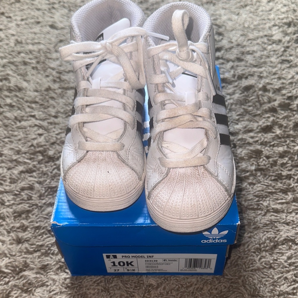Adidas Kids Pro Model White and Black Sneakers